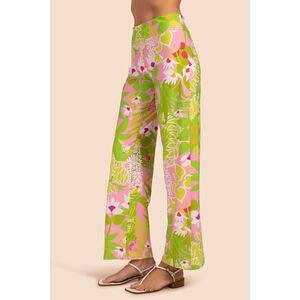 Trina Turk Swim La Palma Pant Green Pink Floral Coverup Wide Leg Pant Size Small